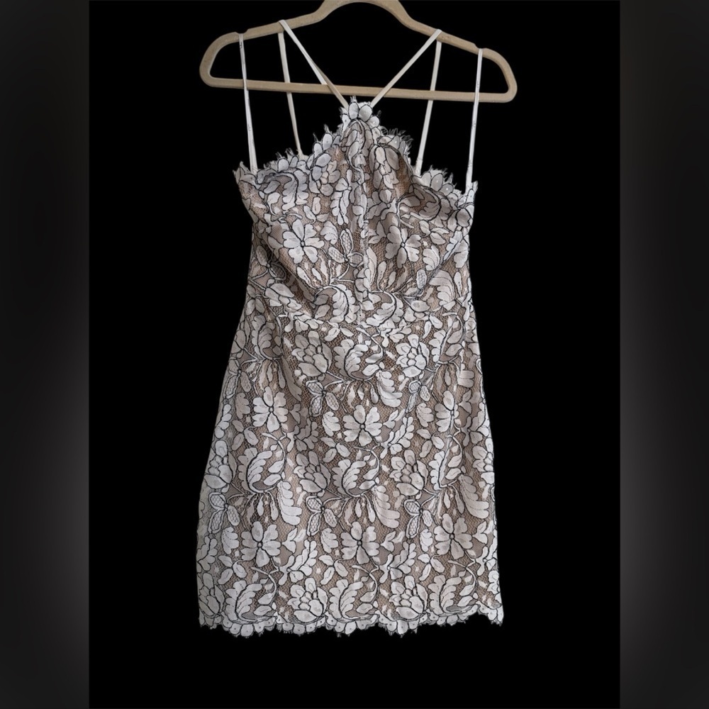 Delicate Darling Beige + Ivory Lace Bodycon Dress​​​